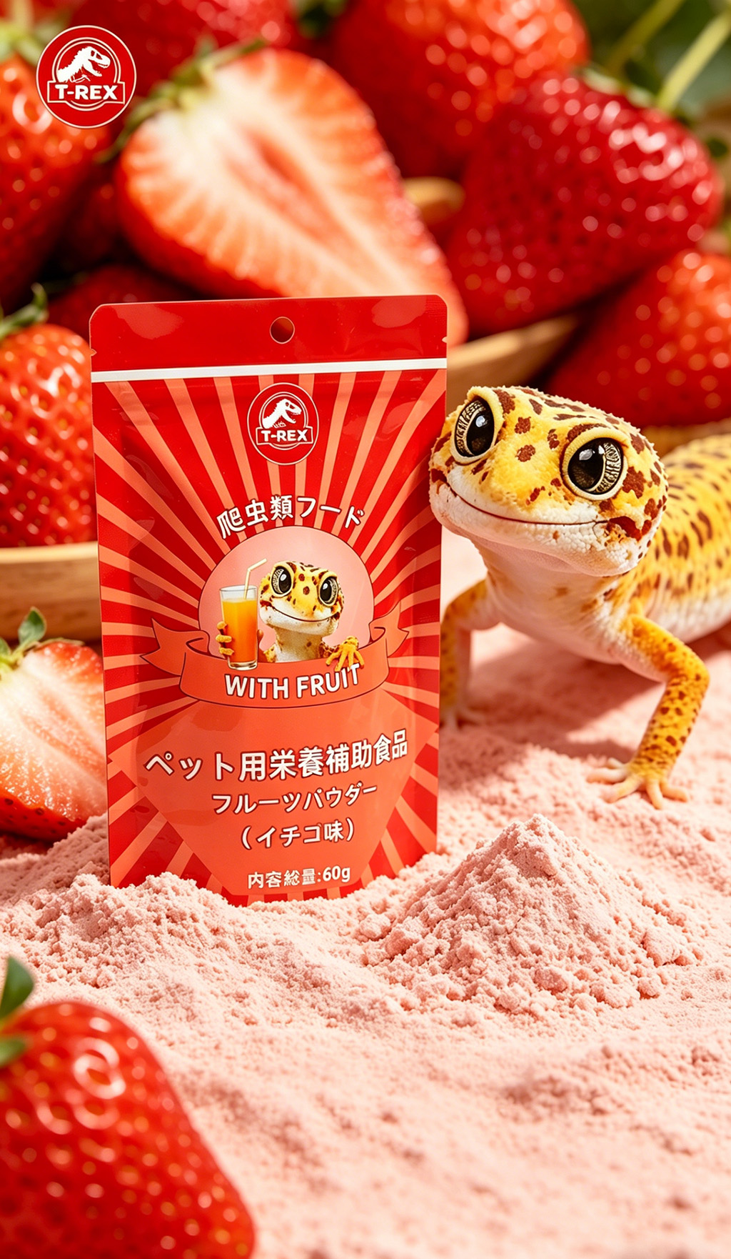 t rex 爬虫類用フルーツパウダー（イチゴ風味）